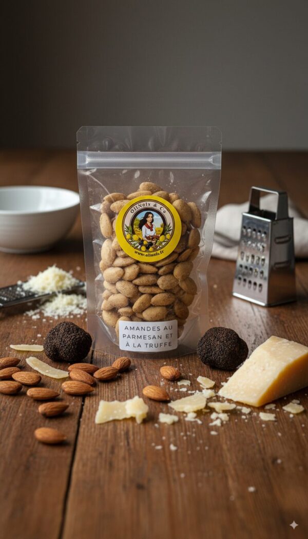 Amandes grillées et salées à la truffe et au parmesan