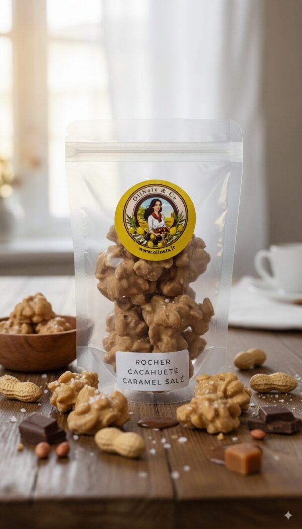 Rochers de cacahuètes au chocolat, caramel et sel de mer